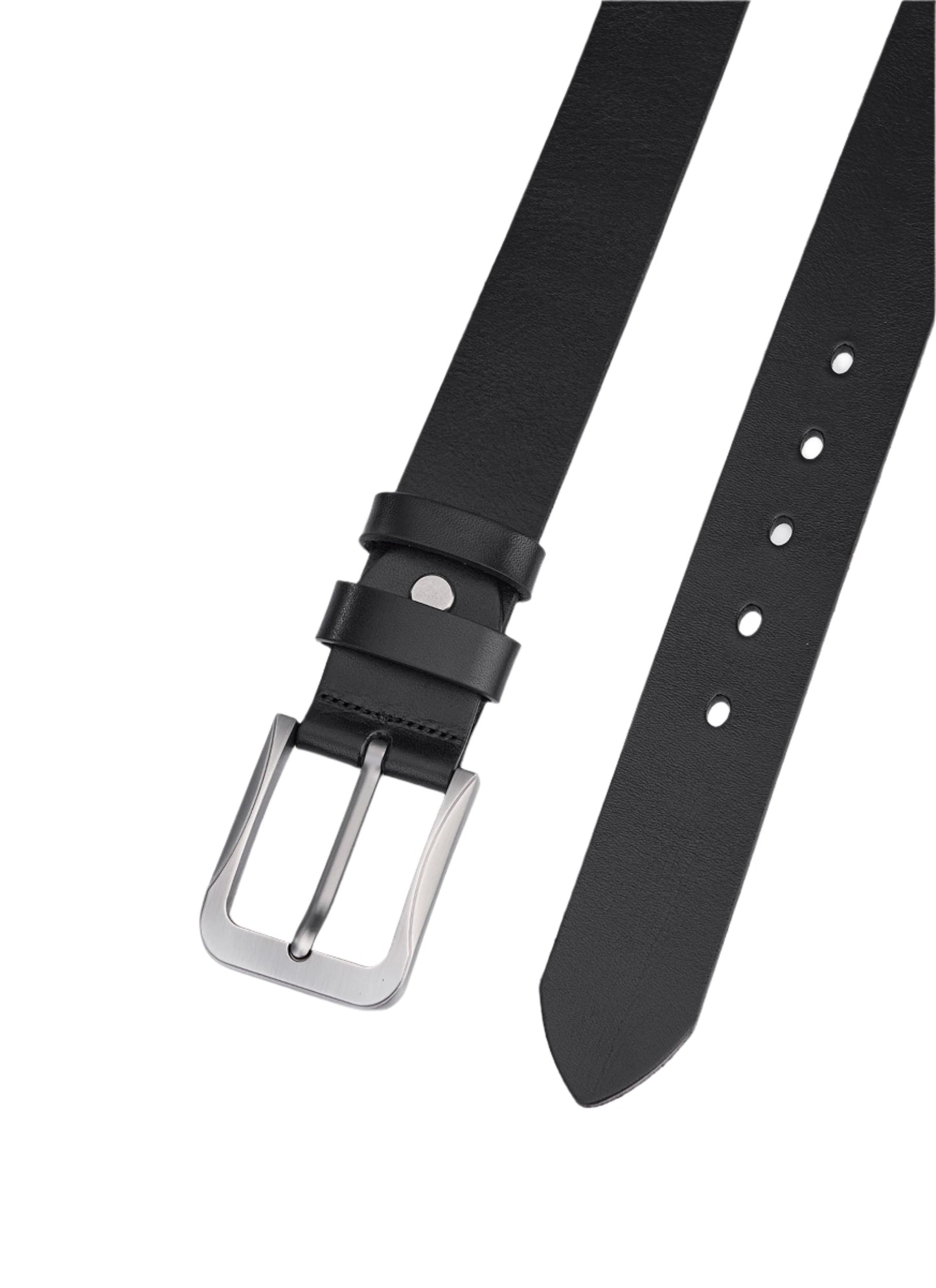 Luxury Full Leather Belt for Men - Black Leather - Durable and Elegant - Vintage Pattern for a Timeless Look