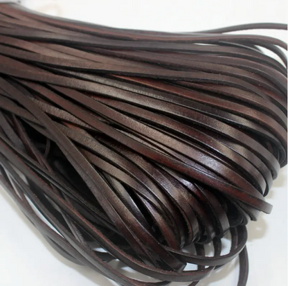 5m Genuine Leather Band Round/Flat made from braided cowhide