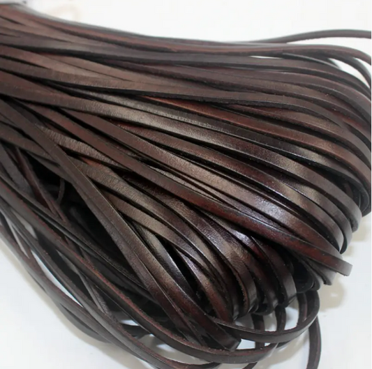 5m Genuine Leather Band Round/Flat made from braided cowhide