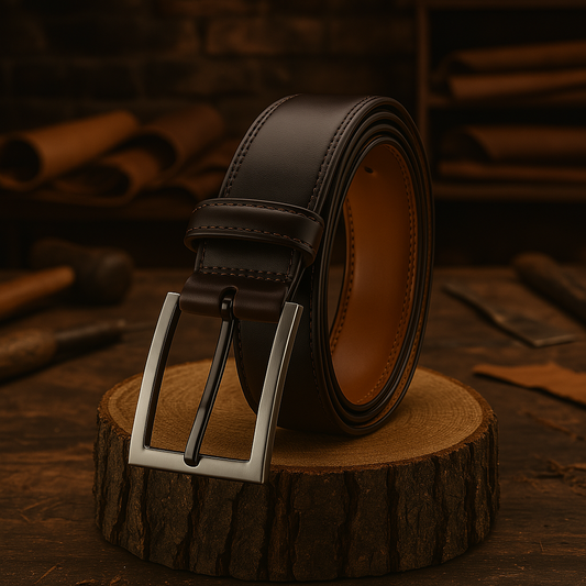 Hermann's Leather Belt Classic White Dark Brown