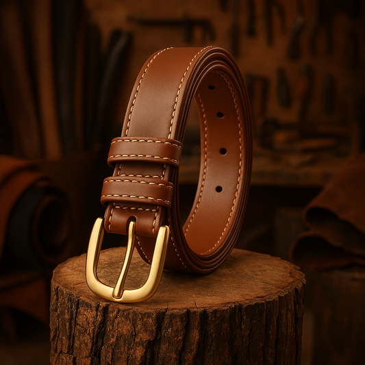 Hermann's Women's Leather Belt Elegant & Slim | Brown