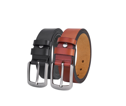 2 Piece Luxury Full Grain Leather Belt Set - Black & Brown - Sustainable and Elegant
